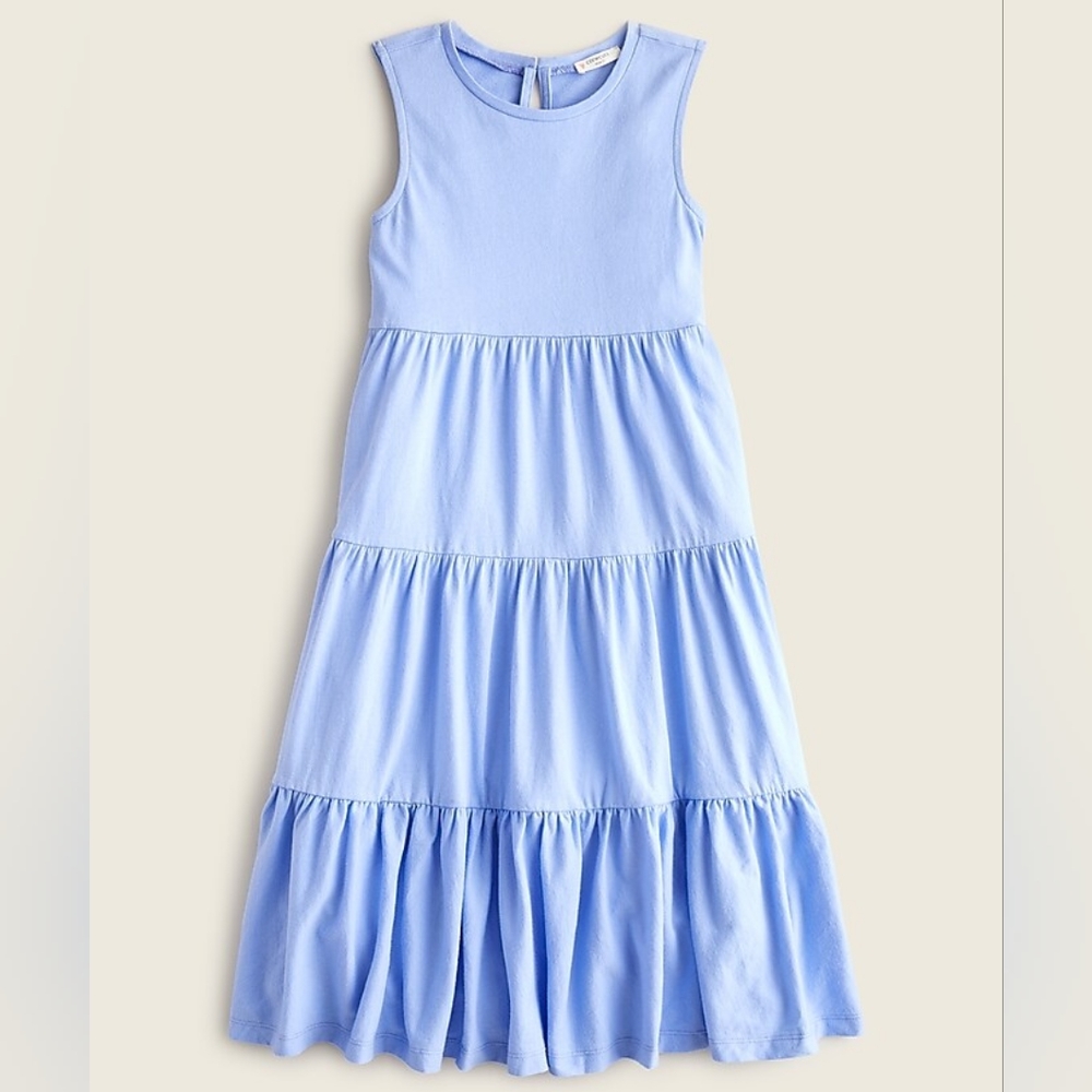 New! Crewcuts sz 4-5 XS Girls Periwinkle Blue Cotton Tiered Dress NWT AX575